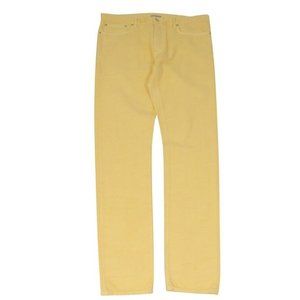 Dior Mens Jeans Size 36x36 Yellow Slim Fit Denim Cotton 5 Pocket Button Pants